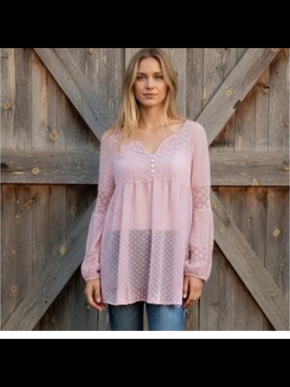 Women's Gray Lace Peasant Top By Daniel Rainn